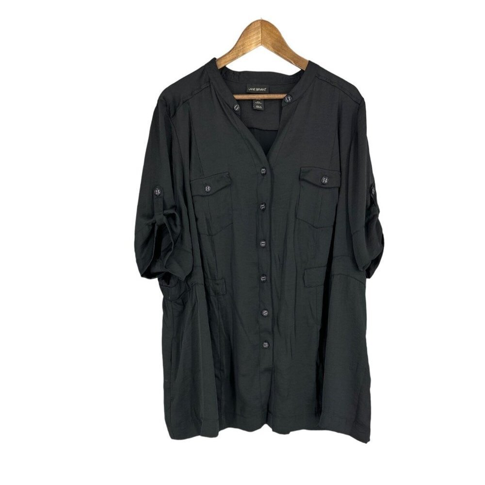 Lane Bryant Roll Tab Sleeves Button Down Blouse Size 26/28